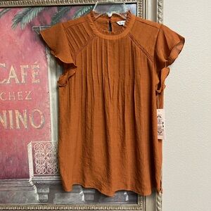 Nanette Lepore Orange Ruffle Sleeve Top